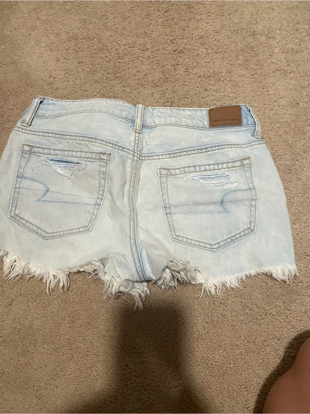 American Eagle Outfitters Light Blue Distressed Denim Cutoff Shorts